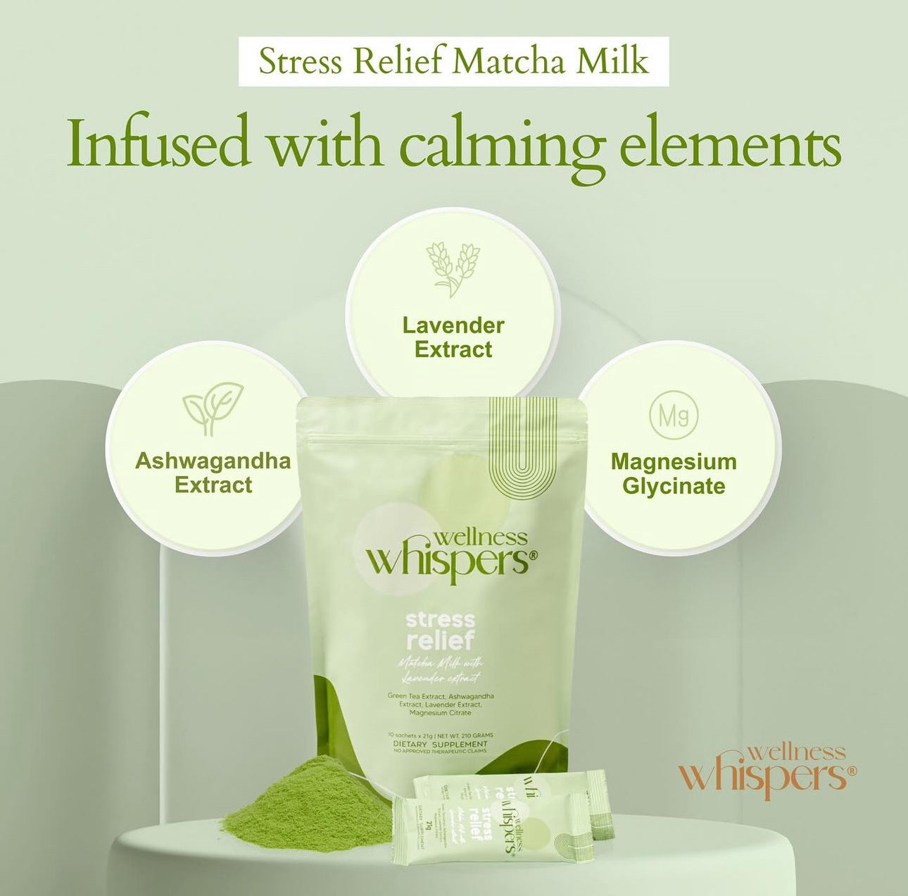 Wellness Whispers Stress Relief Matcha Milk with Lavender Extract