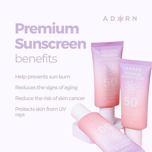 Adorn Premium Sunscreen SPF50 PA+++UVA/UVB Broad Spectrum 50g