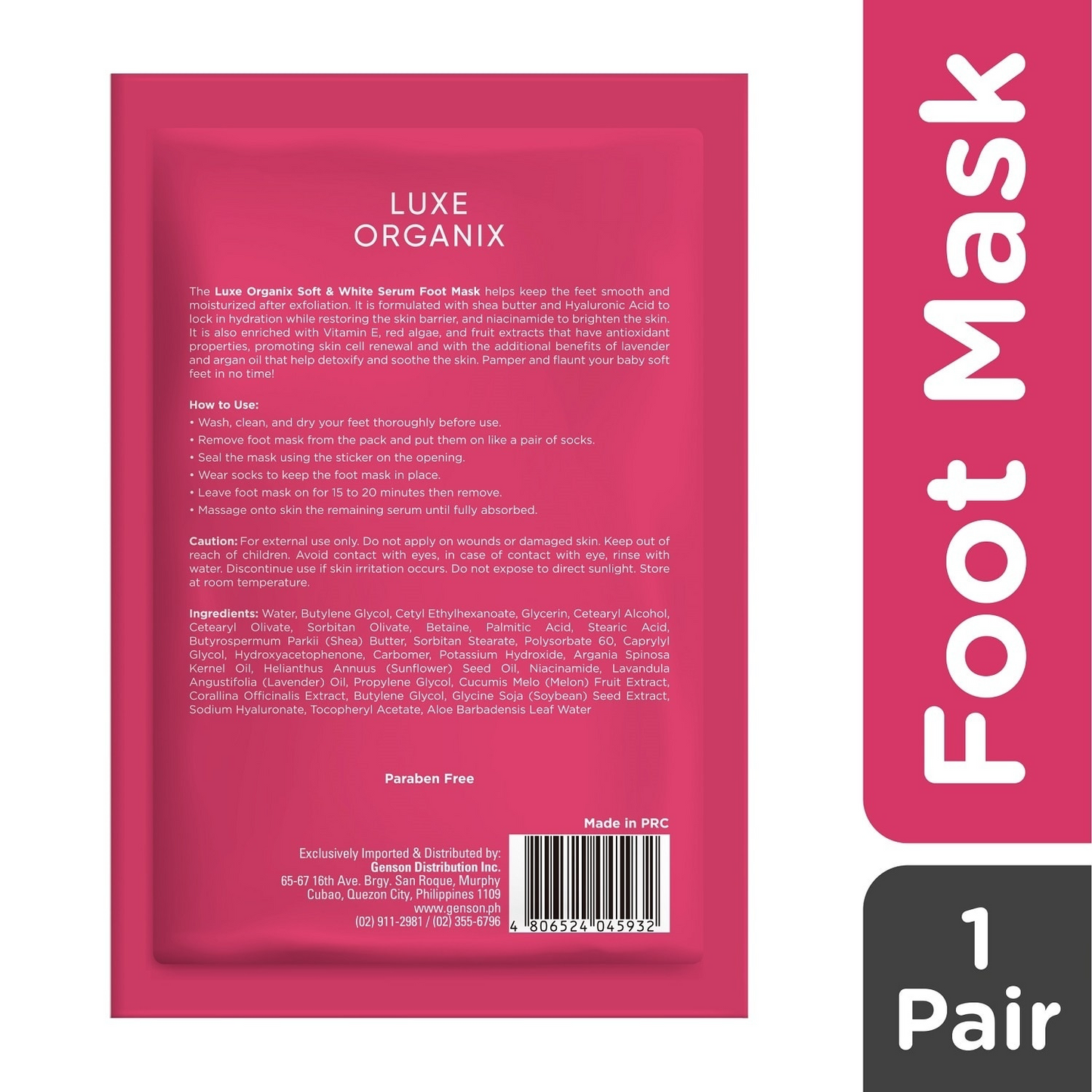 Luxe Organix Soft & White Serum Foot Mask