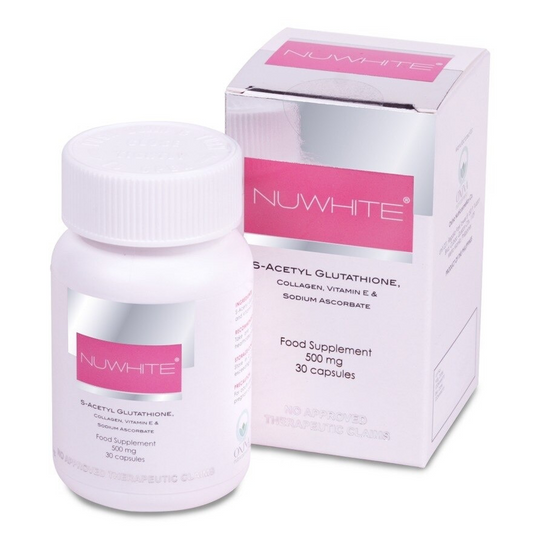 NUWHITE S-Acetyl Glutathione with Marine Collagen Sodium Ascorbate and Vitamin E Food Supplement 30 Caps