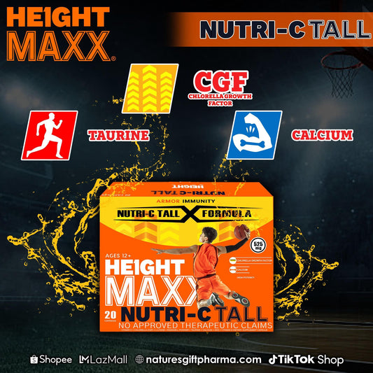 Height Maxx Nutri-C Tall w/ CGF Chlorella Growth Factor, Taurine, and Calcium 20caps