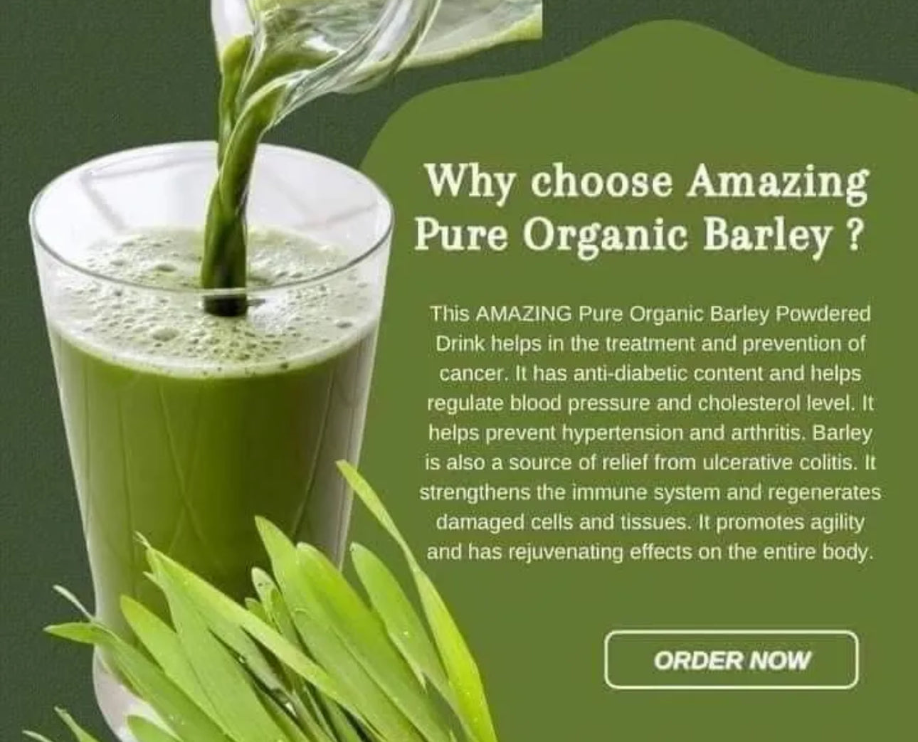 Amazing Pure Organic Barley Powdered Drink