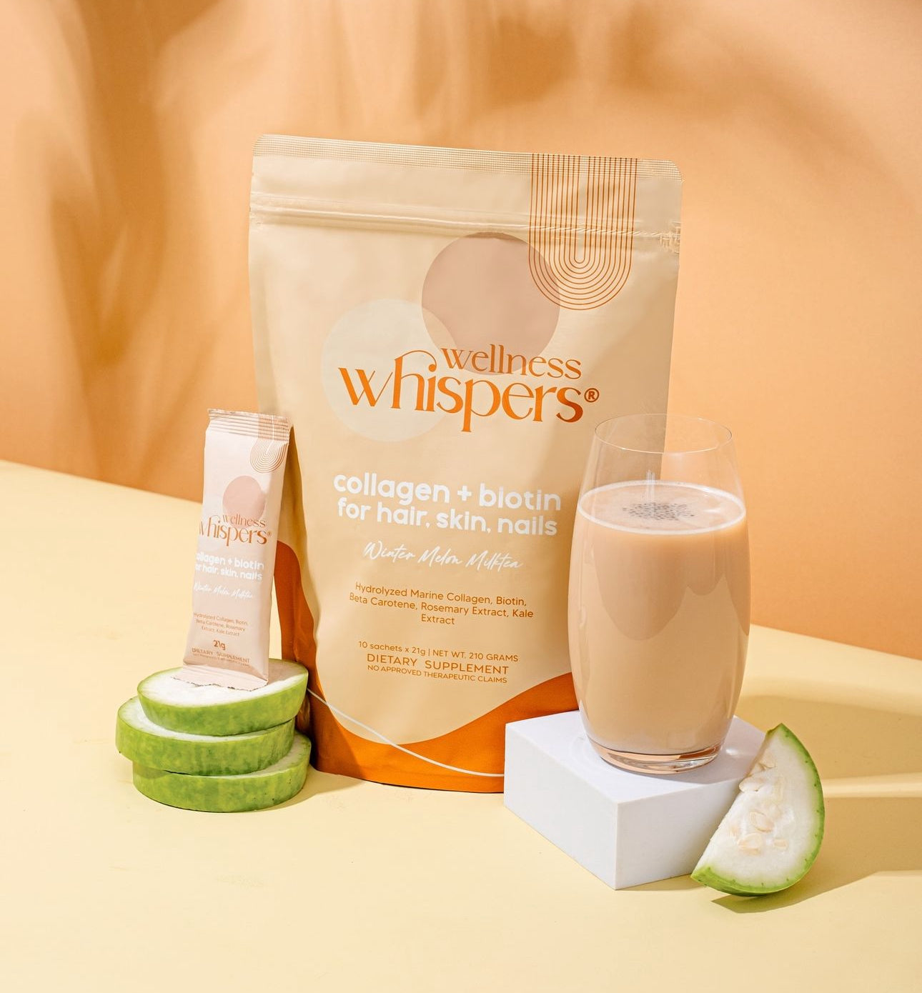 Wellness Whispers Collagen + Biotin Winter Melon Milk Tea 10s