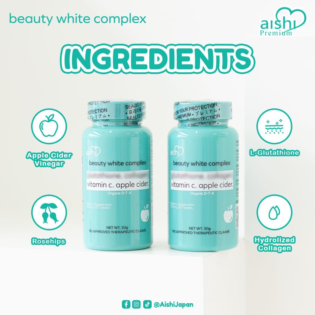 Aishi Beauty White Complex (Glutathione, Collagen, Vitamin C, Apple Cider) - 60 Tablets