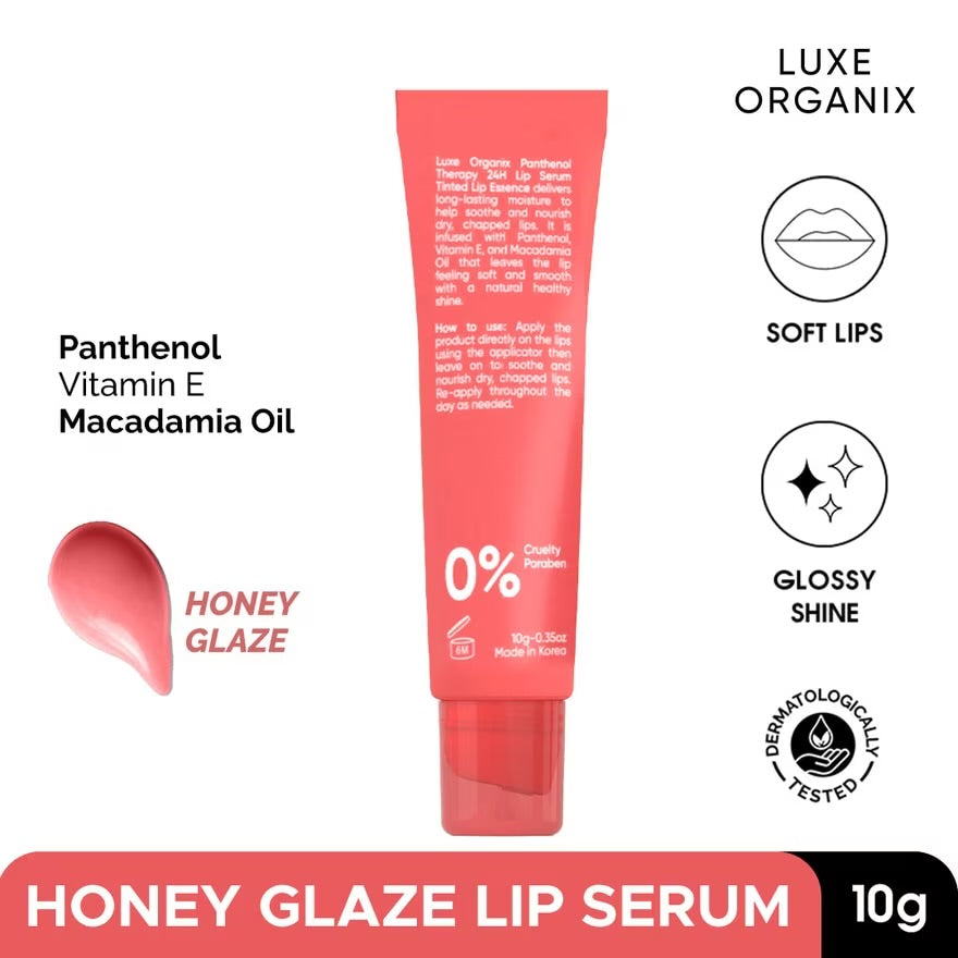 Luxe Organix Panthenol Therapy 24h Lip Serum Tinted Lip Essence 10g (Choose a Variant)