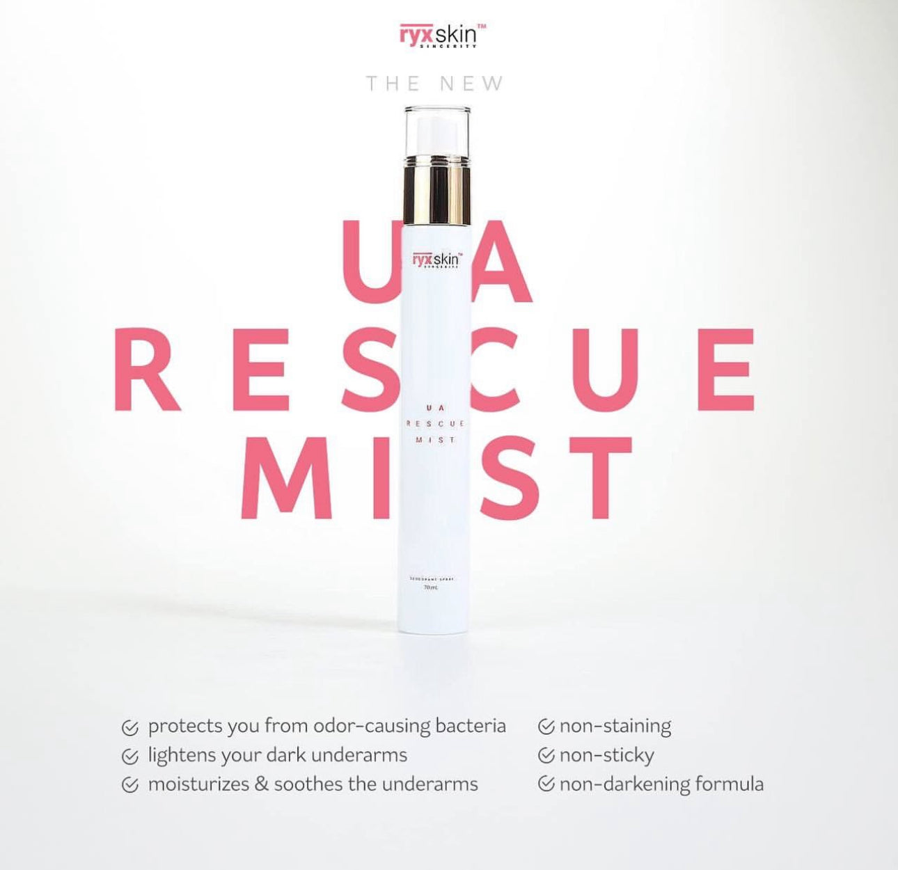 RyxSkin Underarm Rescue Mist 70ml (Upgraded Formula)