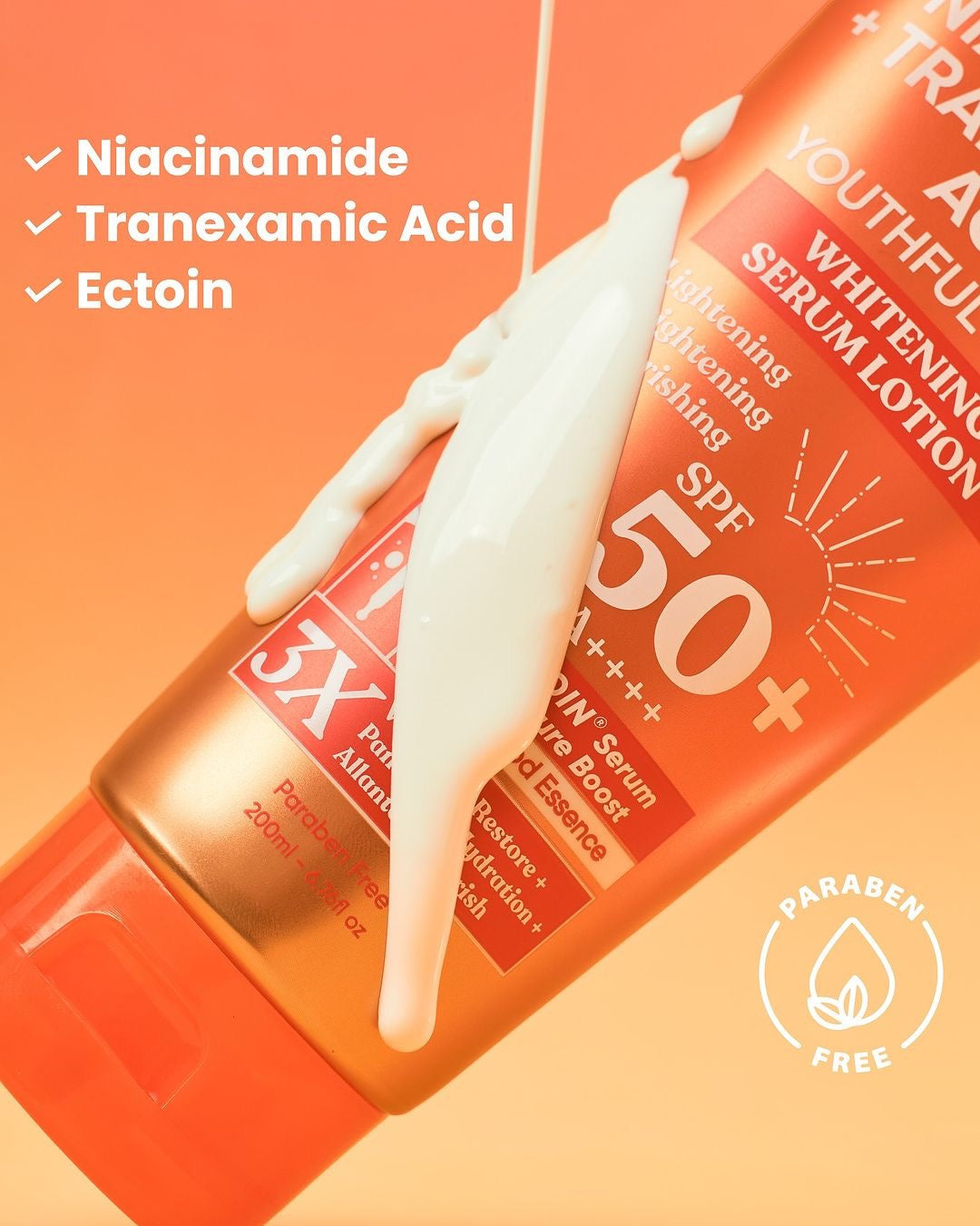 Luxe Organix Niacinamide + Tranexamic Acid Youthful Glow Whitening Serum Lotion SPF50 (200ml)