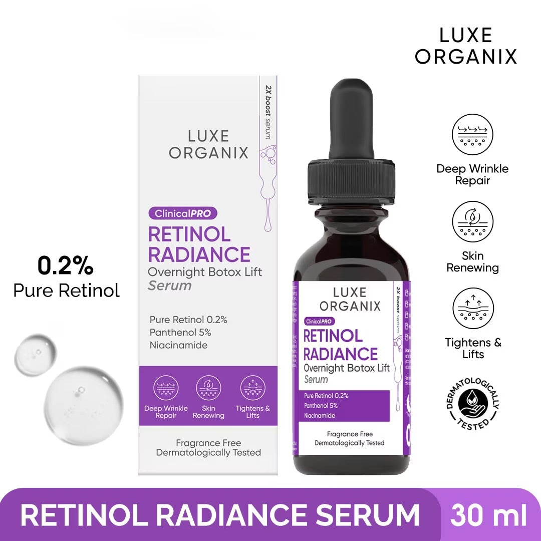 Luxe Organix Retinol Radiance Overnight Botox Lift Serum (Choose a Size)