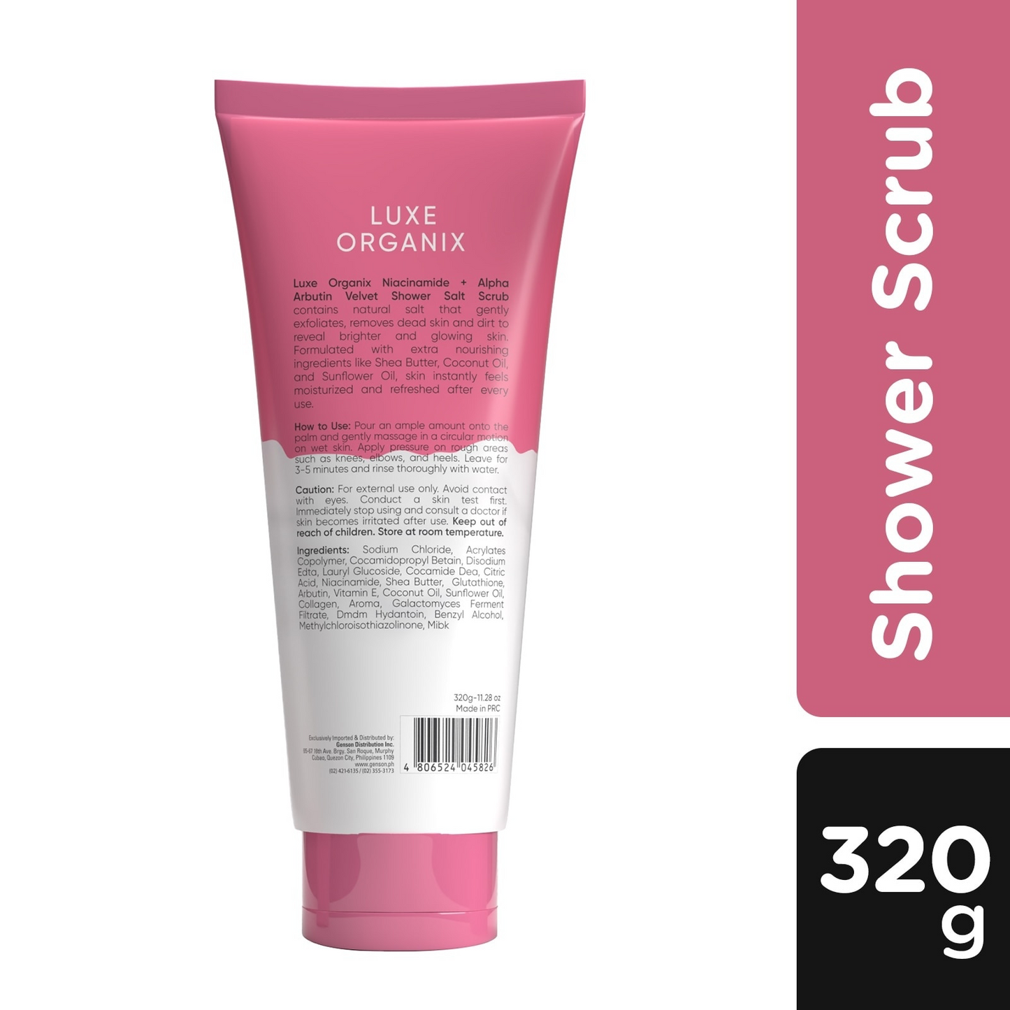 Luxe Organix Niacinamide + Alpha Arbutin Velvet Shower Salt Scrub 320g