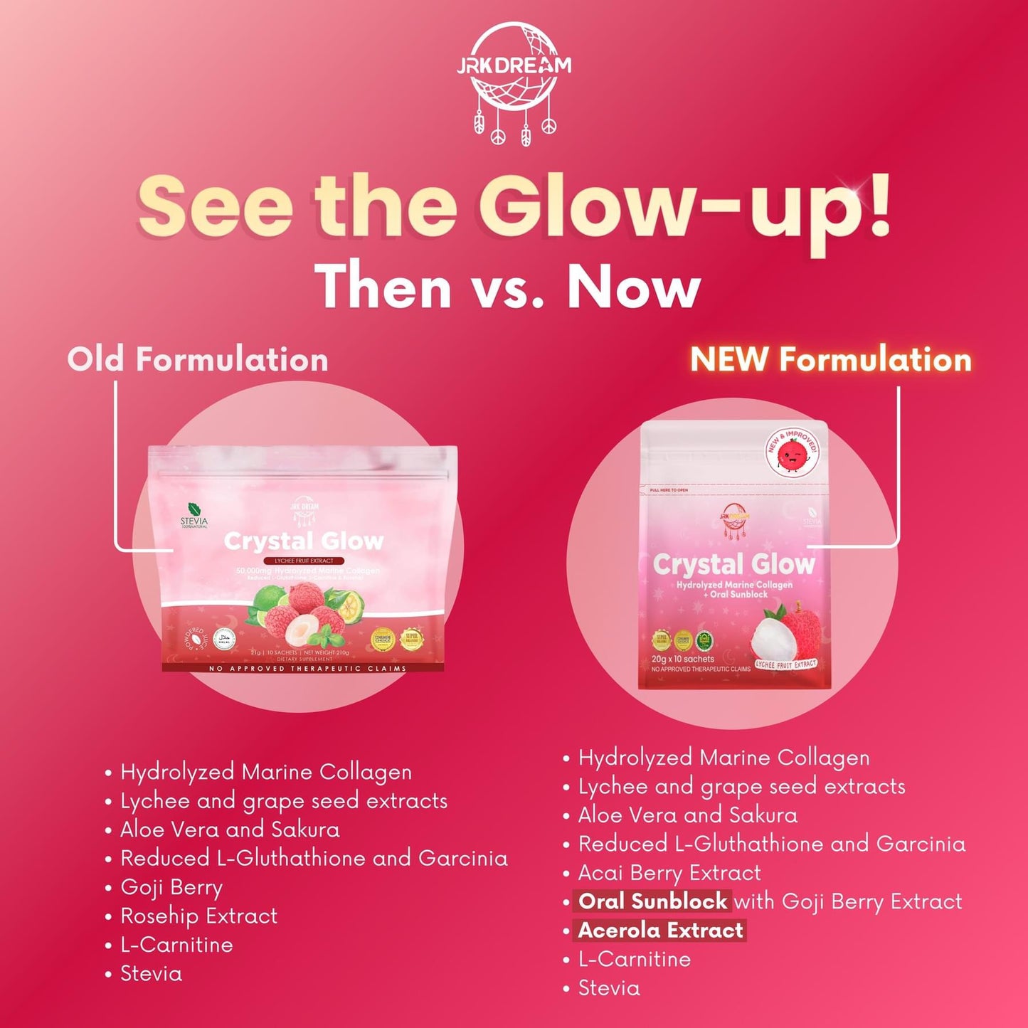 Crystal Glow Lychee Collagen &
Glutathione Drink 10s (New Packaging)