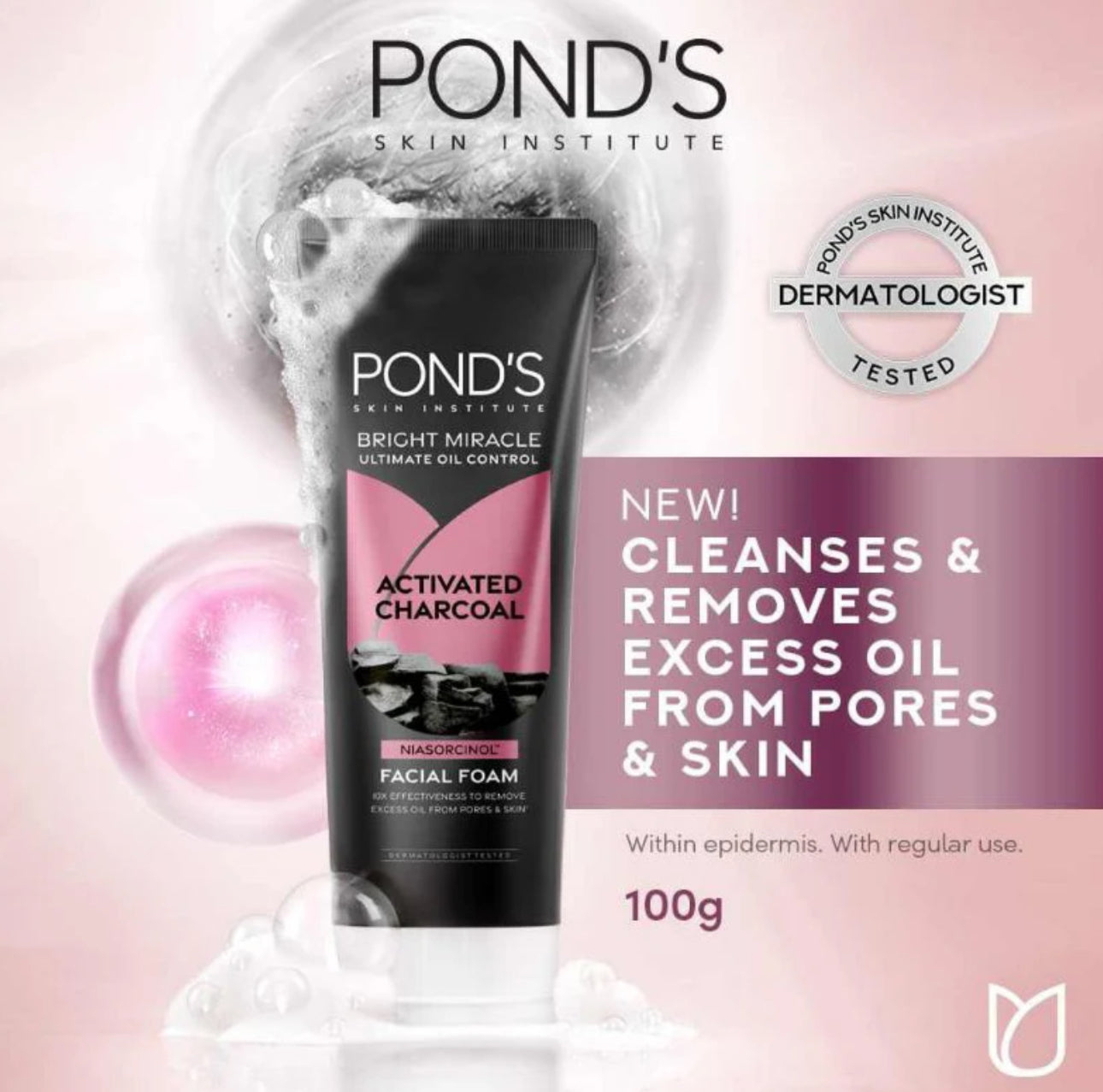 Pond’s Bright Miracle Ultimate Oil Control Activated Charcoal Niasorcinol Facial Foam 100g