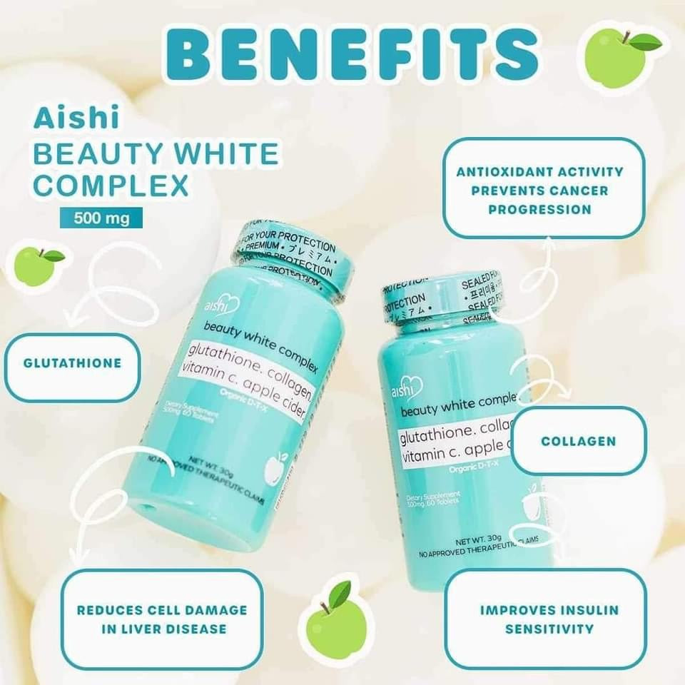 Aishi Beauty White Complex (Glutathione, Collagen, Vitamin C, Apple Cider) - 60 Tablets