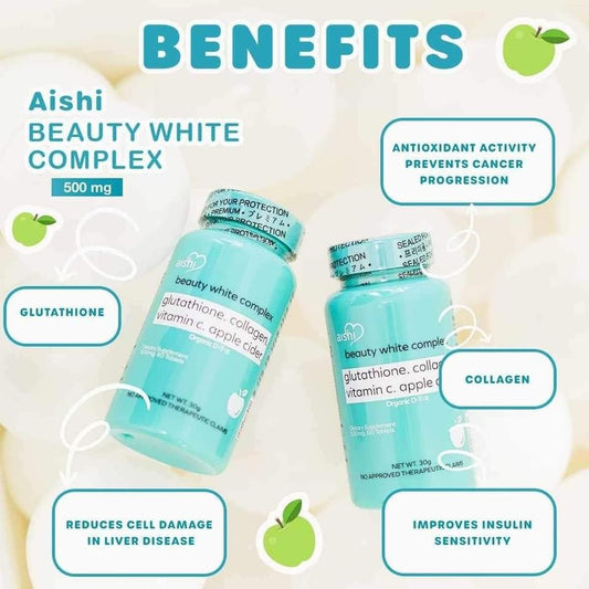 Aishi Beauty White Complex (Glutathione, Collagen, Vitamin C, Apple Cider) - 60 Tablets