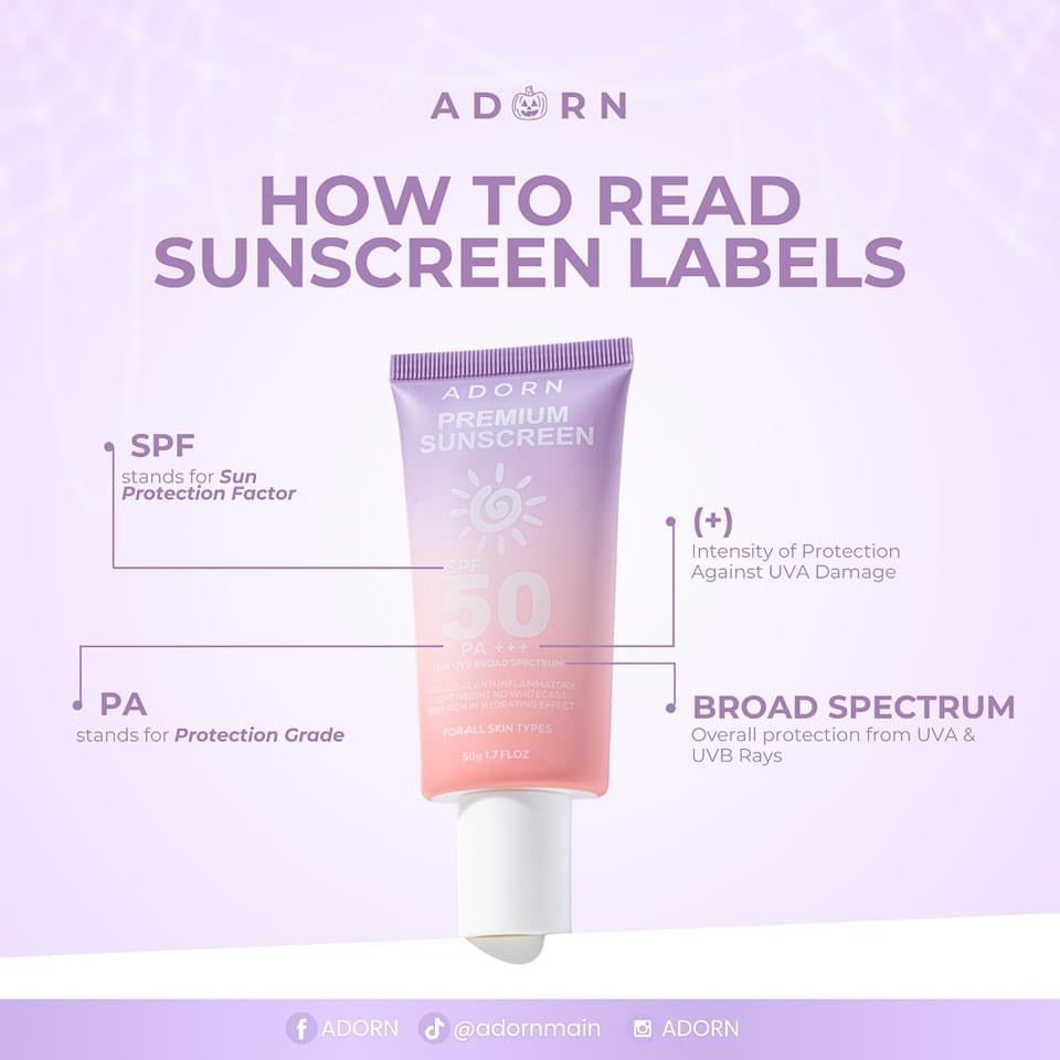 Adorn Premium Sunscreen SPF50 PA+++UVA/UVB Broad Spectrum 50g