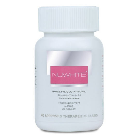 NUWHITE S-Acetyl Glutathione with Marine Collagen Sodium Ascorbate and Vitamin E Food Supplement 30 Caps