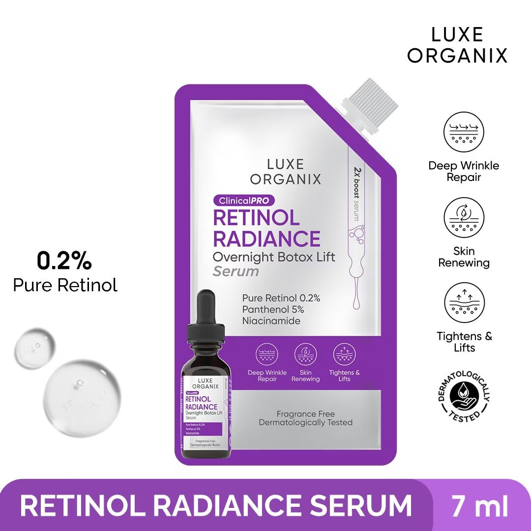 Luxe Organix Retinol Radiance Overnight Botox Lift Serum (Choose a Size)