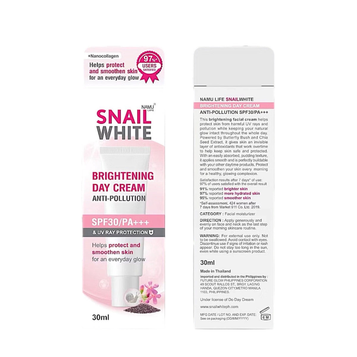 SNAILWHITE Brightening Day Cream Anti-Pollution SPF30/PA+ 30ml