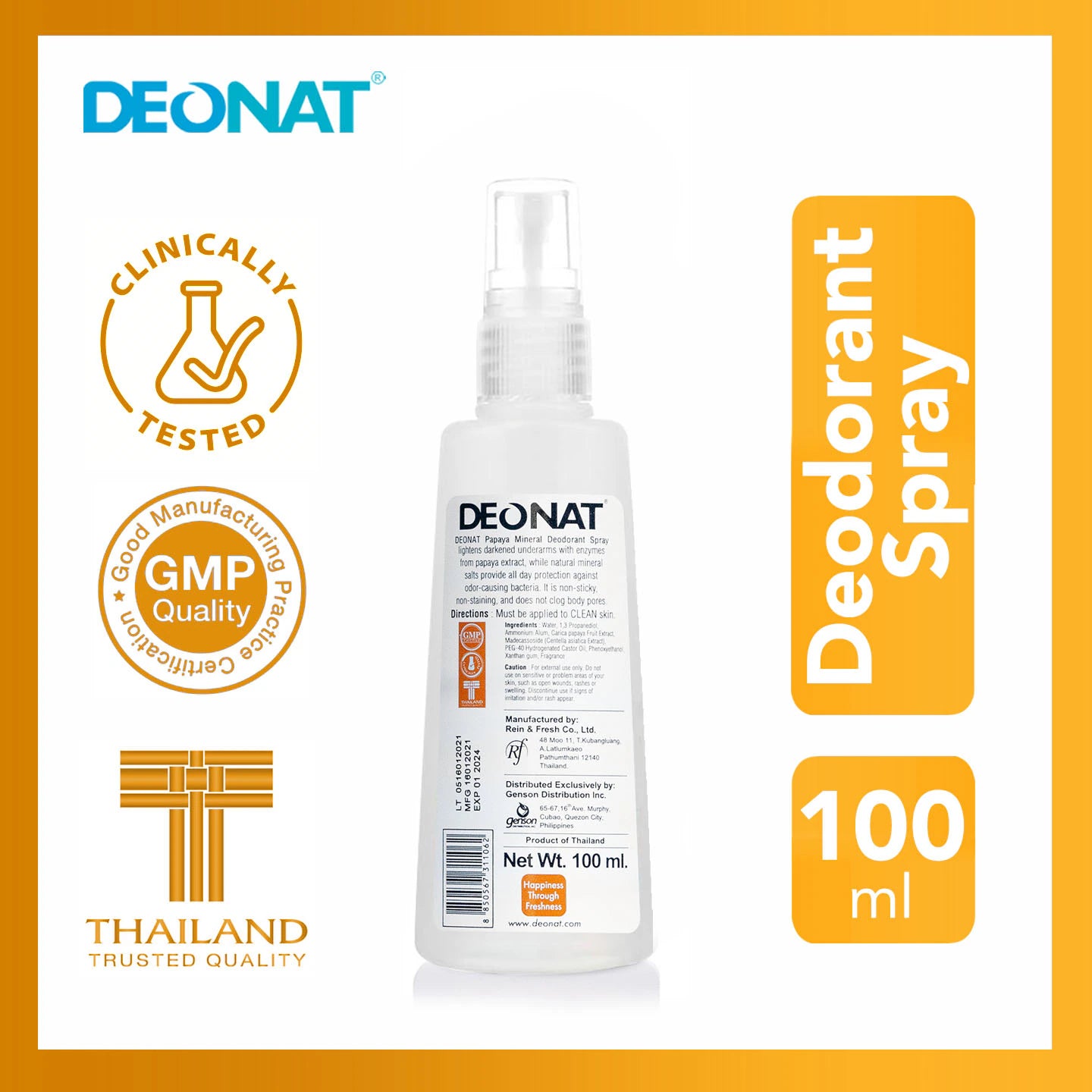 DEONAT Papaya Mineral Deodorant Spray 100ml