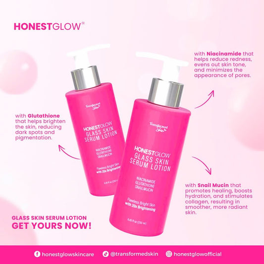 Honest Glow Glass Skin Serum Lotion (Niacinamide + Glutathione + Snail Mucin) 250ml