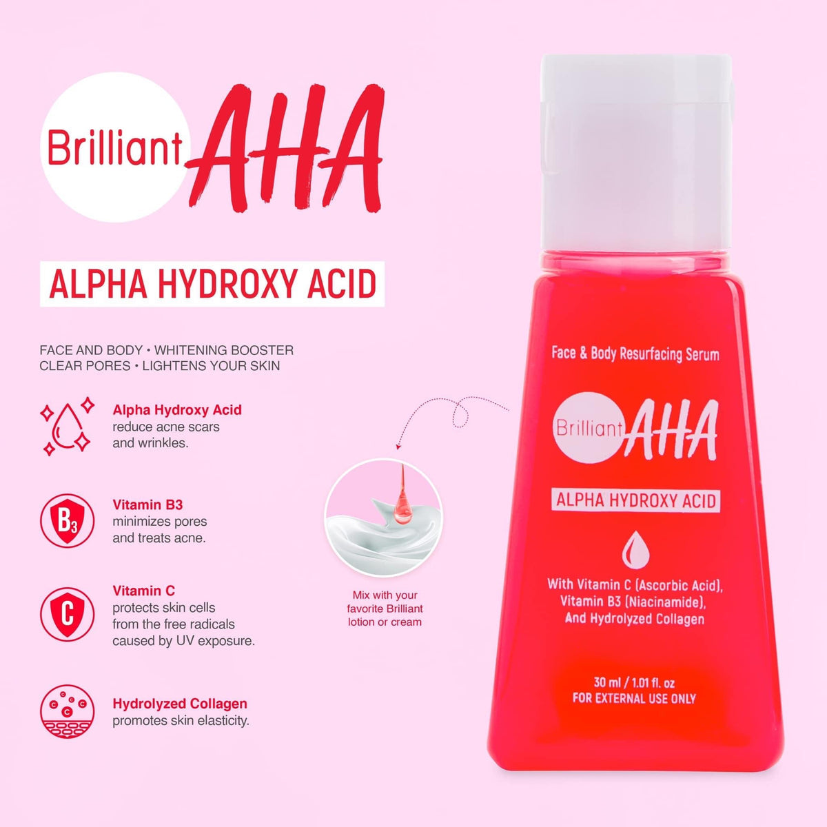 Brilliant AHA Face and Body Resurfacing Serum 30ml