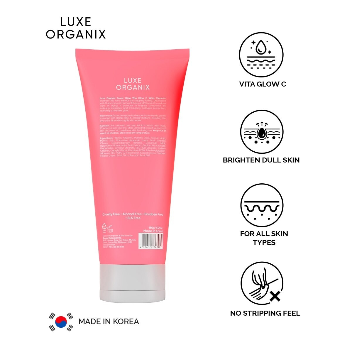 Luxe Organix Power Glow Creamy Whip Cleanser 150ml