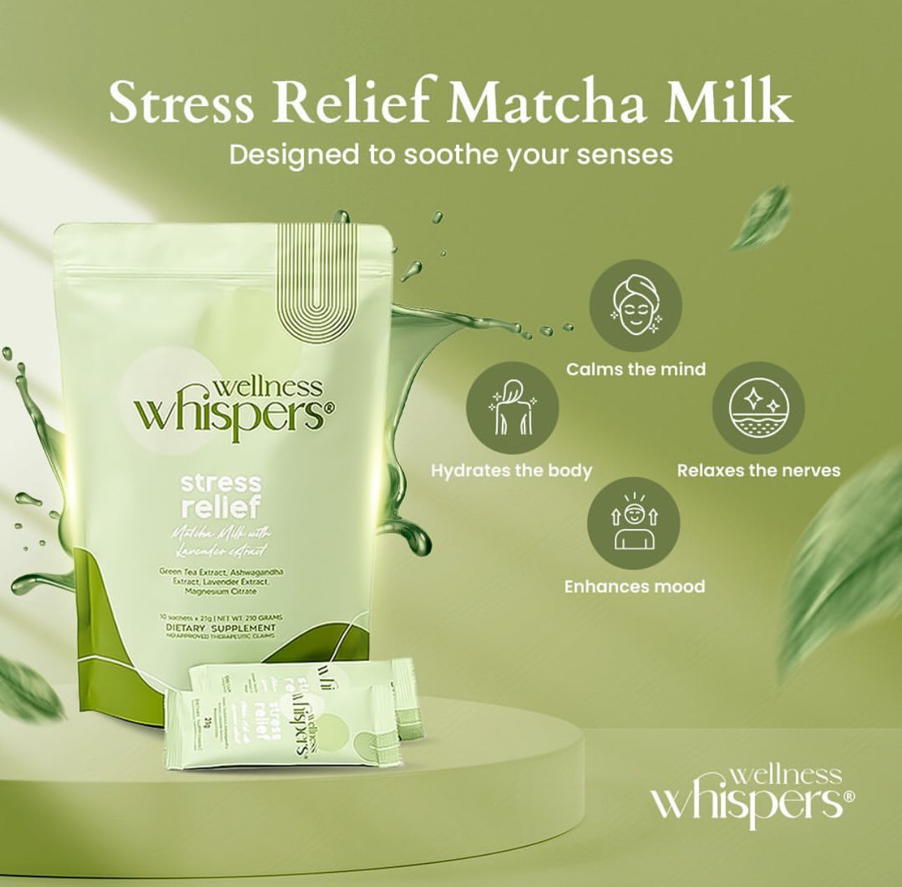 Wellness Whispers Stress Relief Matcha Milk with Lavender Extract