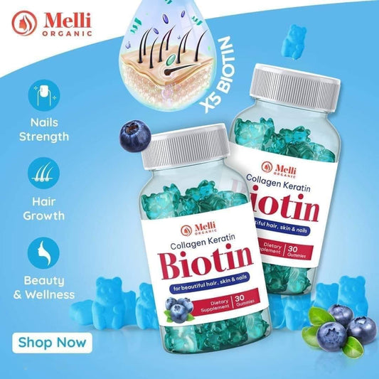 Biotin Collagen Keratin by Melli Organic 60 Gummies