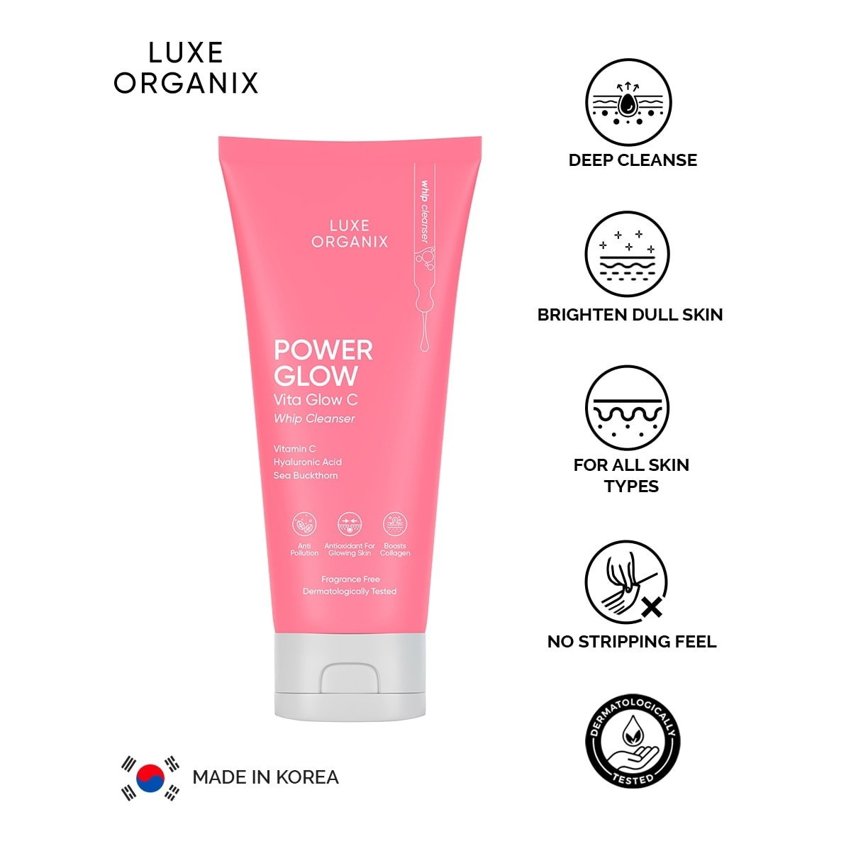 Luxe Organix Power Glow Creamy Whip Cleanser 150ml