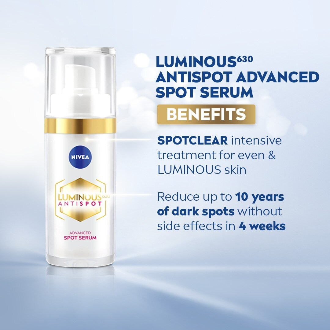 Nivea Face Care LUMINOUS 630 SPOTCLEAR Serum for Dark Spots with Hyaluronic Acid + Vitamin E 30ml