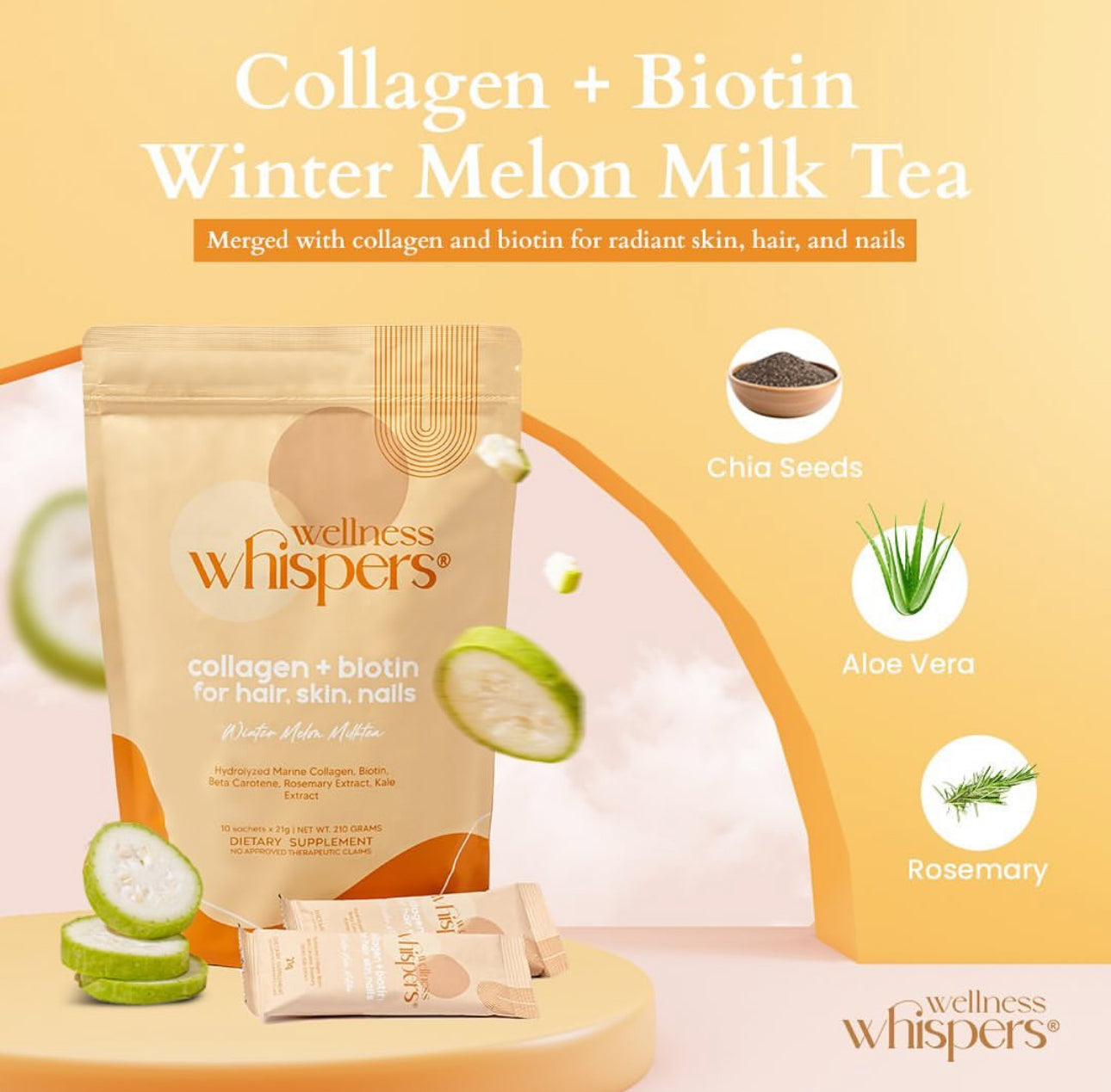 Wellness Whispers Collagen + Biotin Winter Melon Milk Tea 10s