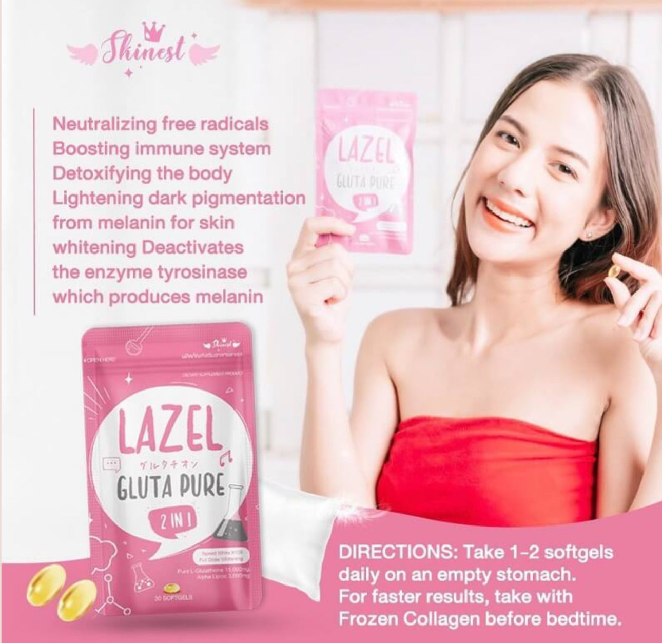 Lazel Gluta Pure 2in1 30 Softgels