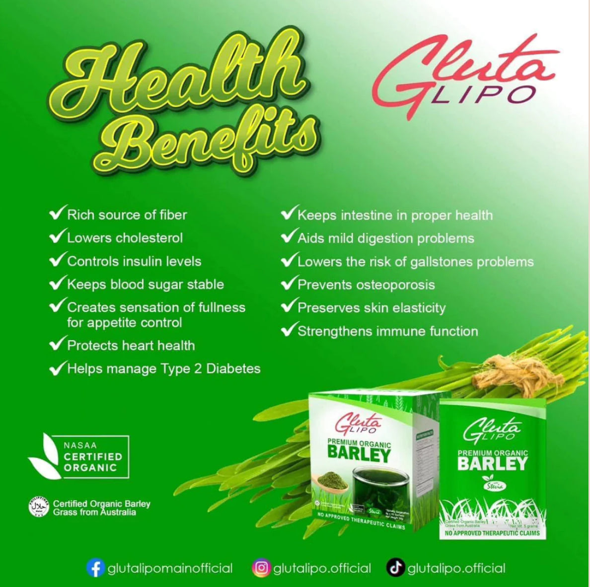 Glutalipo Premium Organic Barley 10s