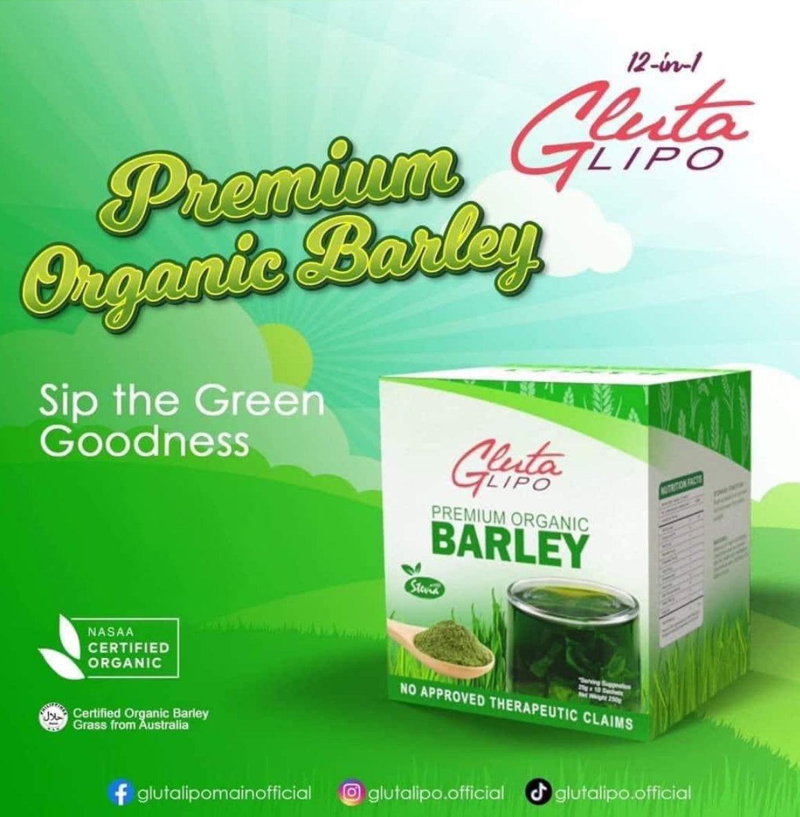 Glutalipo Premium Organic Barley 10s