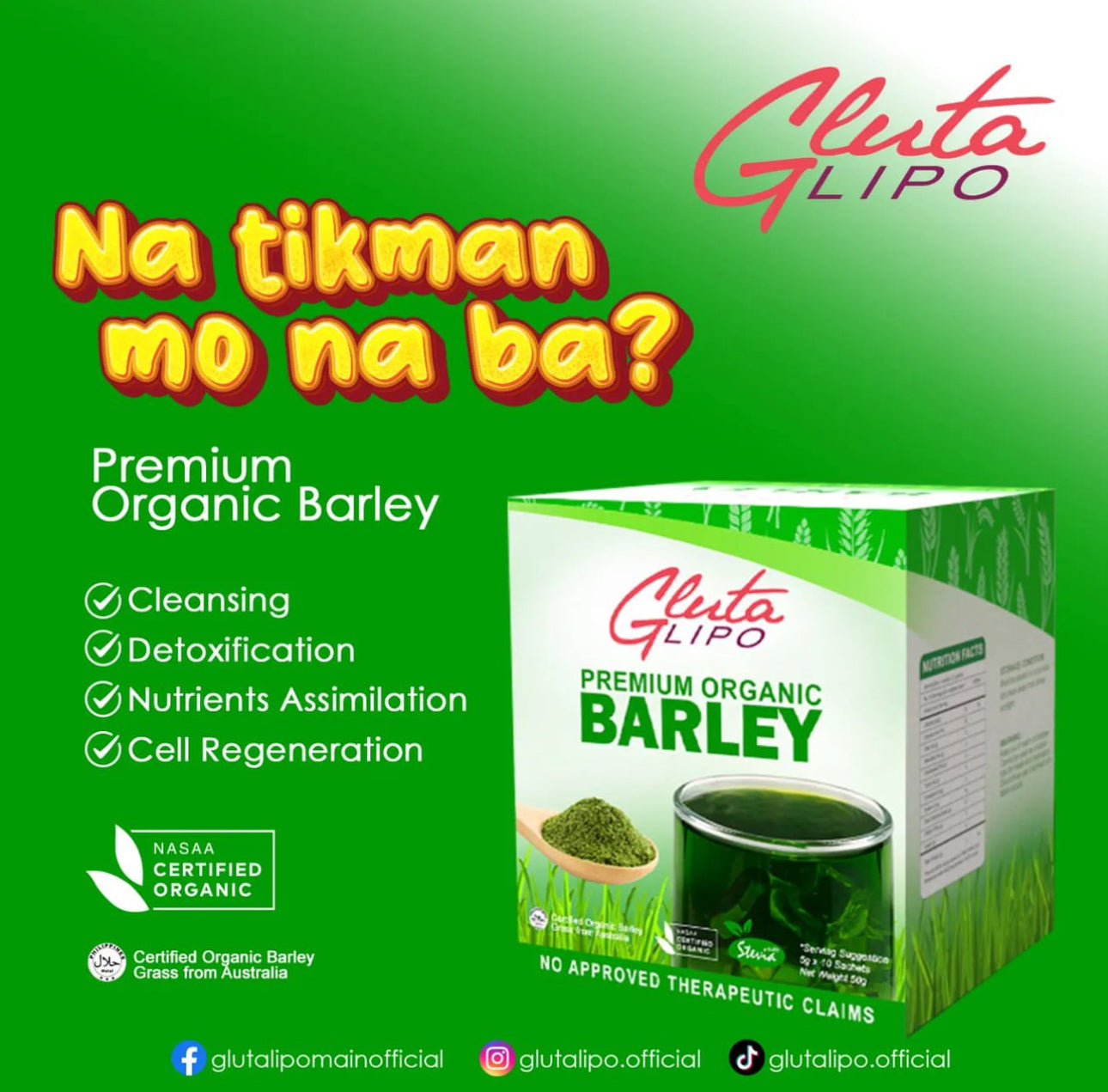 Glutalipo Premium Organic Barley 10s