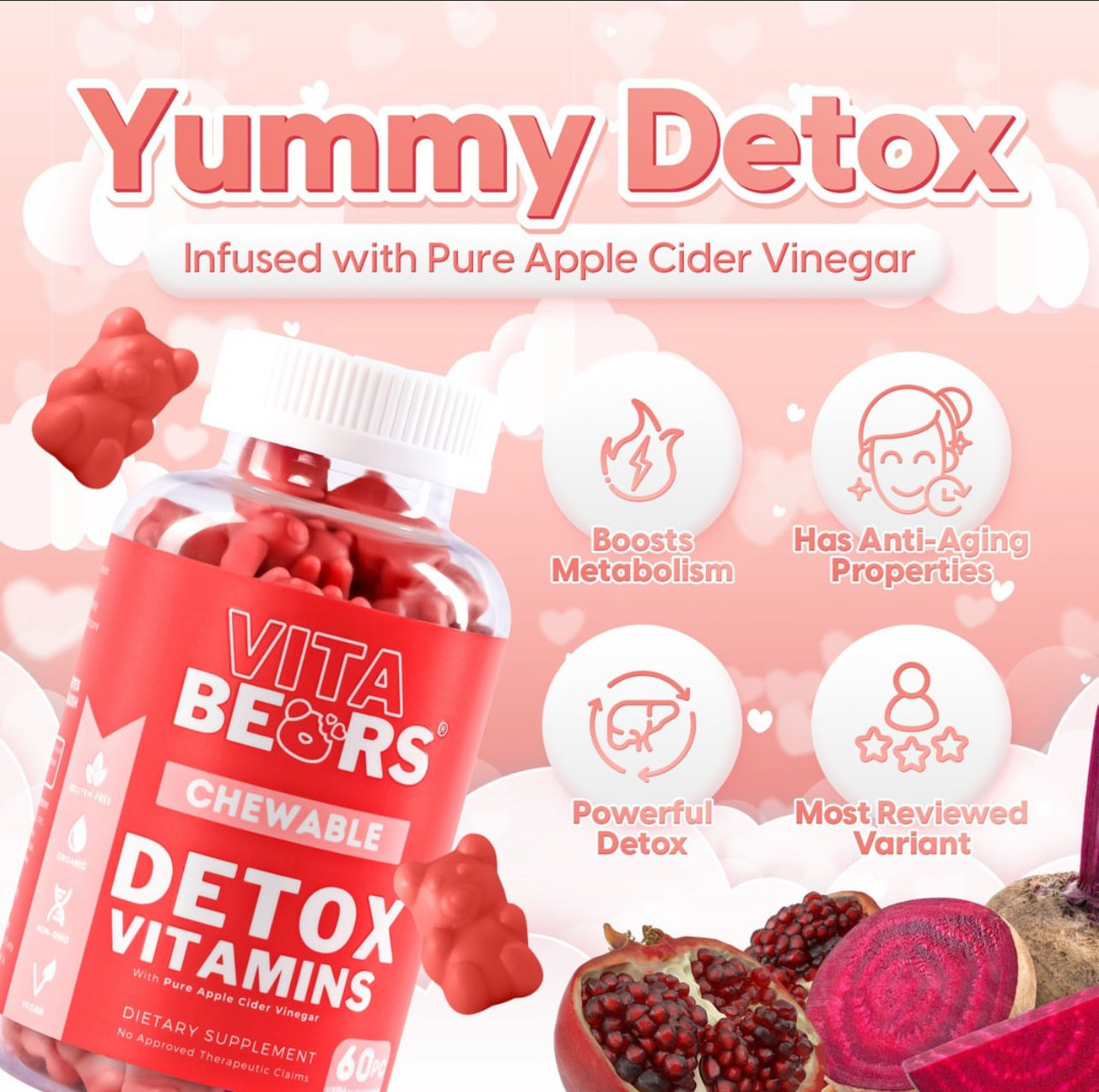 Vita Bears Detox Vitamins 60 Gummies