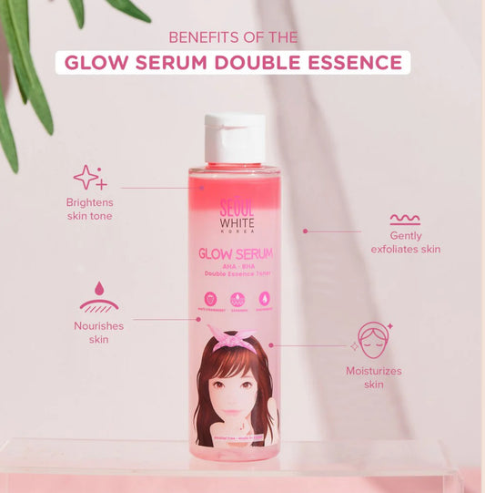 Seoul White Korea Glow Serum (AHA, BHA) Double Essence Toner 150ml