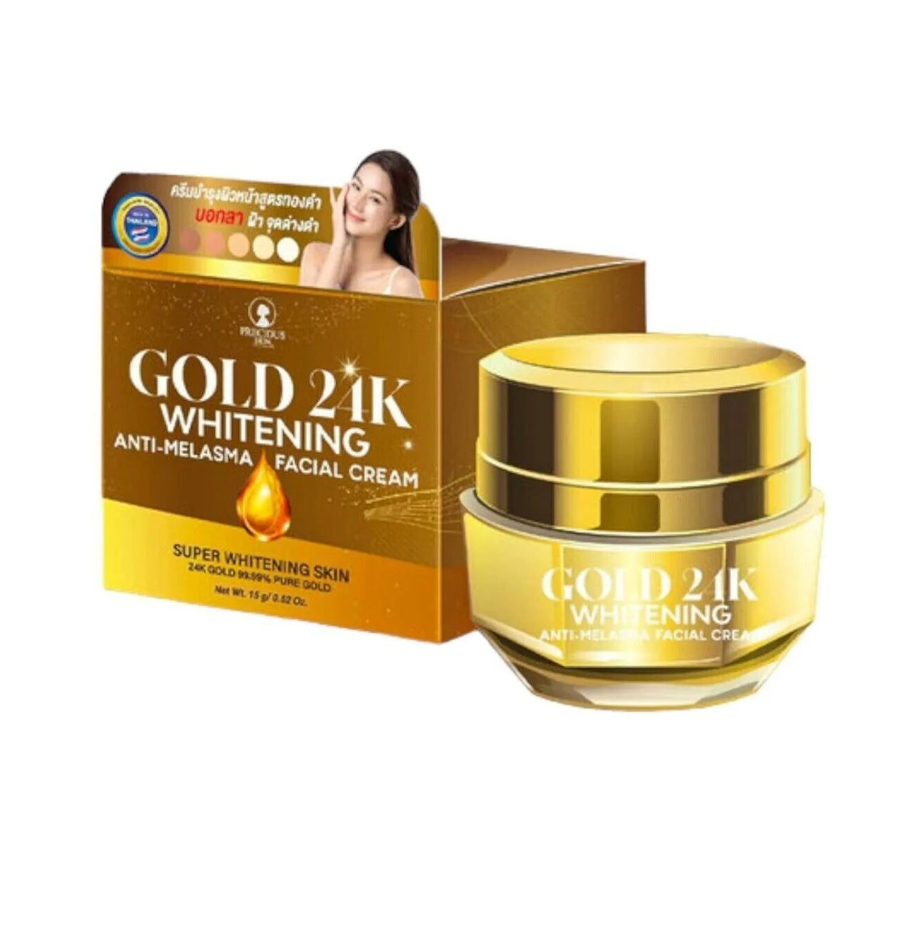 Gold 24K Whitening Anti-Melasma Facial Cream by Precious Skin Thailand 15g