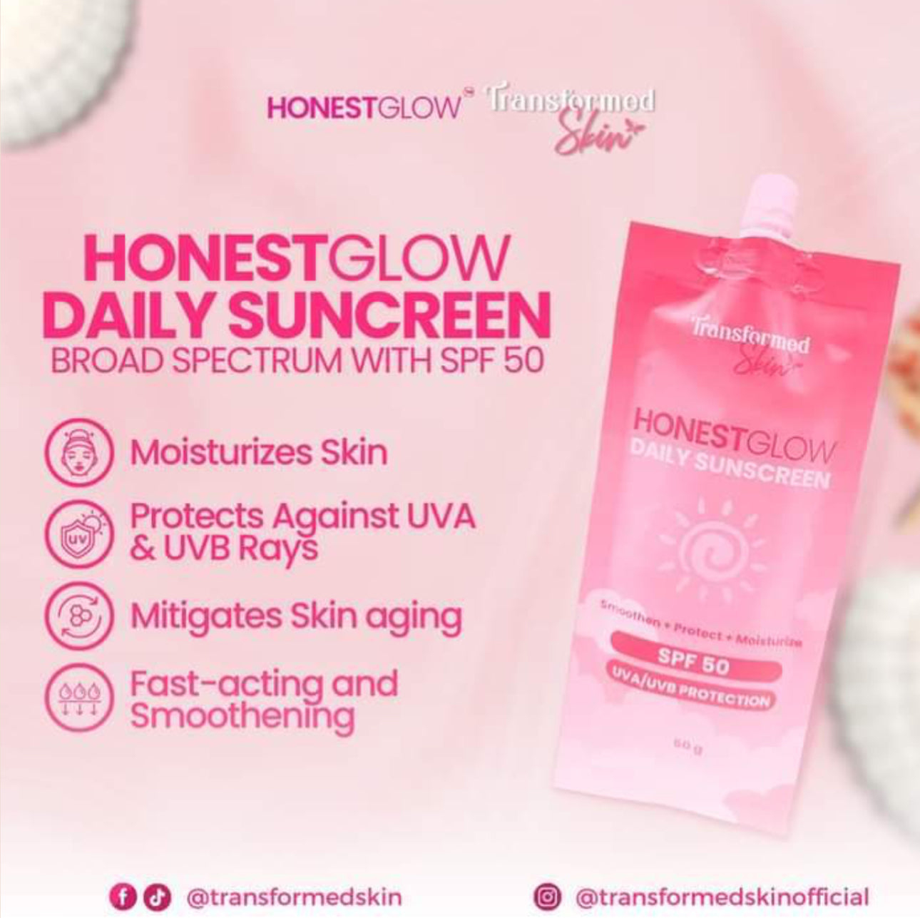 Honest Glow Daily Sunscreen SPF 50
UVA/UVB Protection 50g