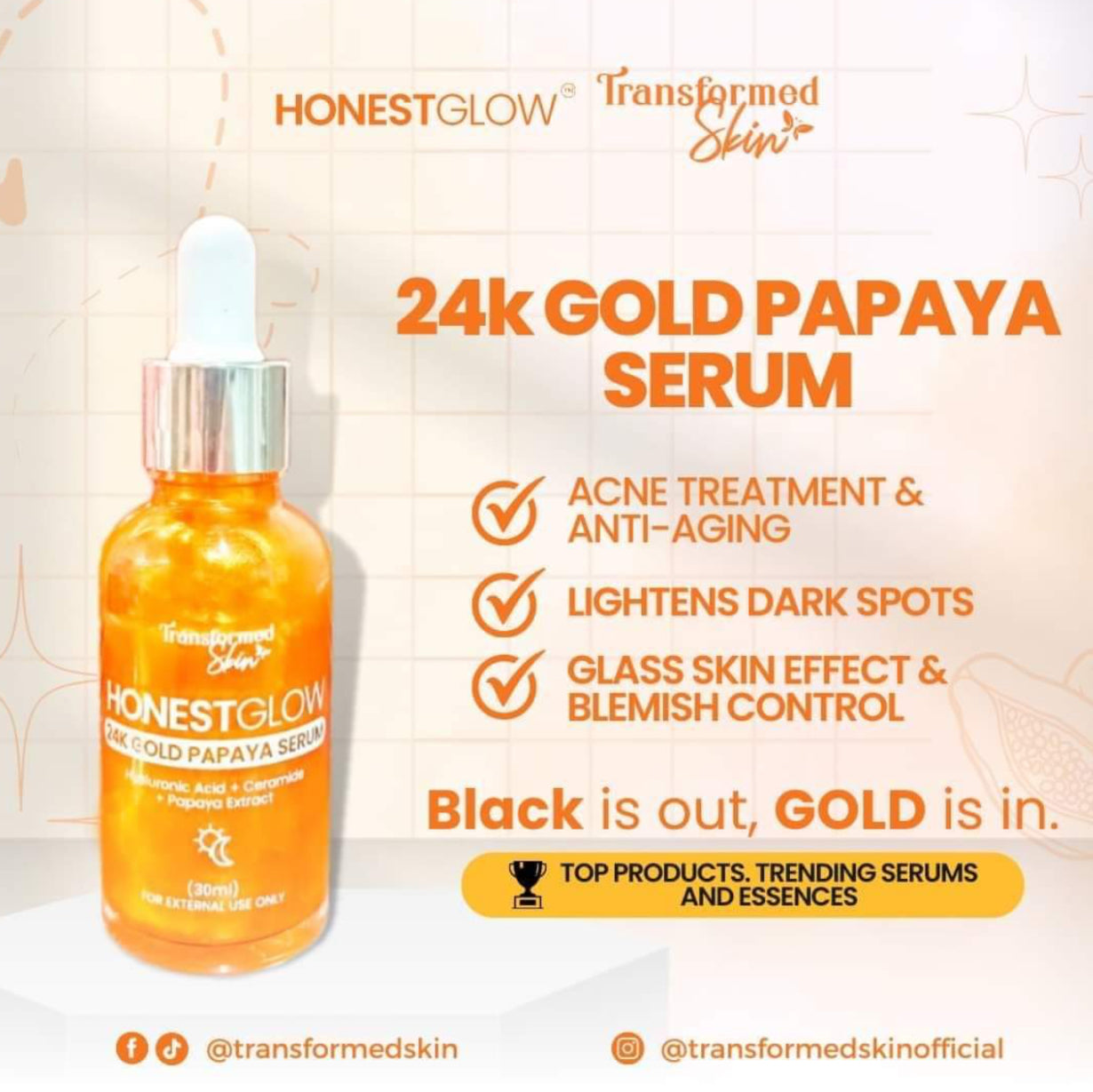 Honest Glow 24k Gold Papaya Serum 30ml