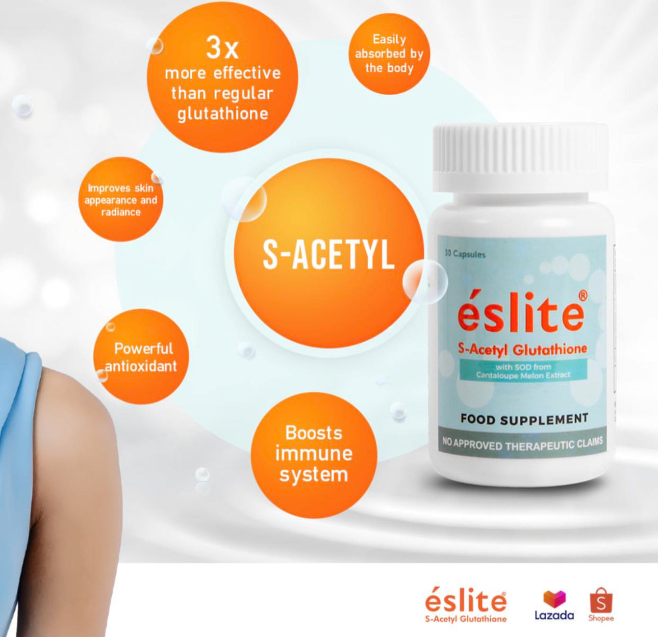 Eslite S-Acetyl Glutathione (Anti Aging and Skin Whitening Gluta Capsu ...