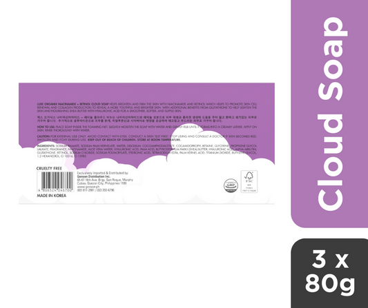 Luxe Organix Niacinamide + Retinol Cloud Soap 80g x 3