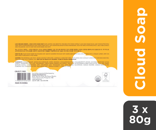 Luxe Organix Papaya + Kojic Acid Cloud Soap 80g x 3