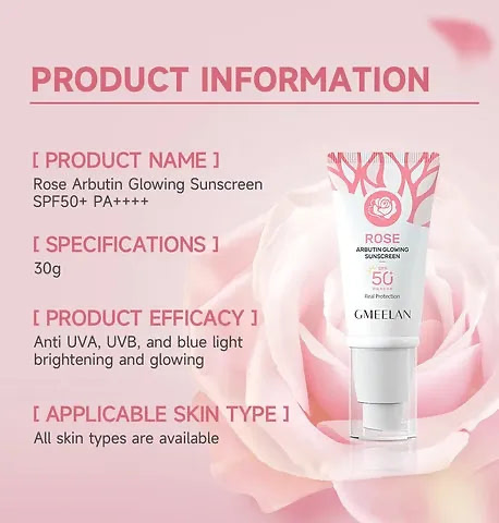 Gmeelan Rose Arbutin Glowing Sunscreen SPF 50 PA++++ 30g