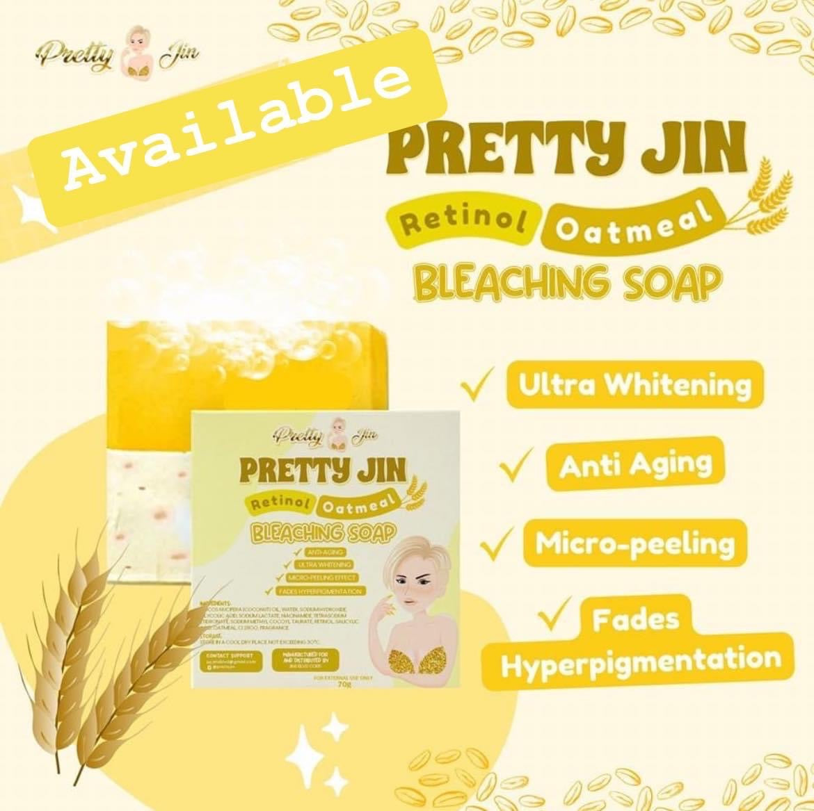 Pretty Jin  Retinol Oatmeal Bleaching Soap 70g